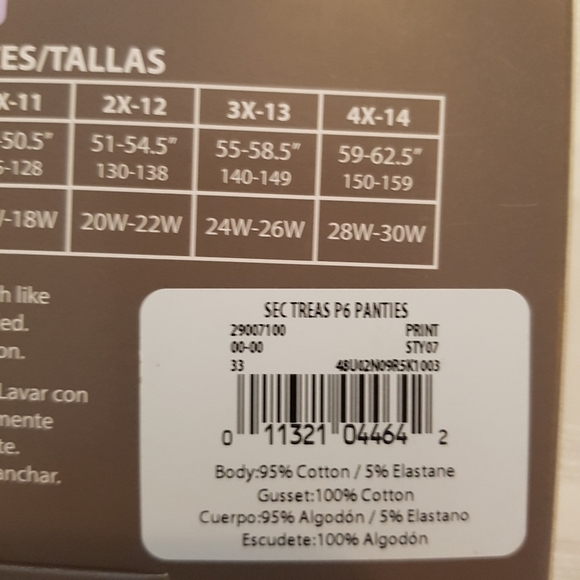 Secret Treasures women's size 4X hipster panties 6 pairs, new (464) - Picture 2 of 5